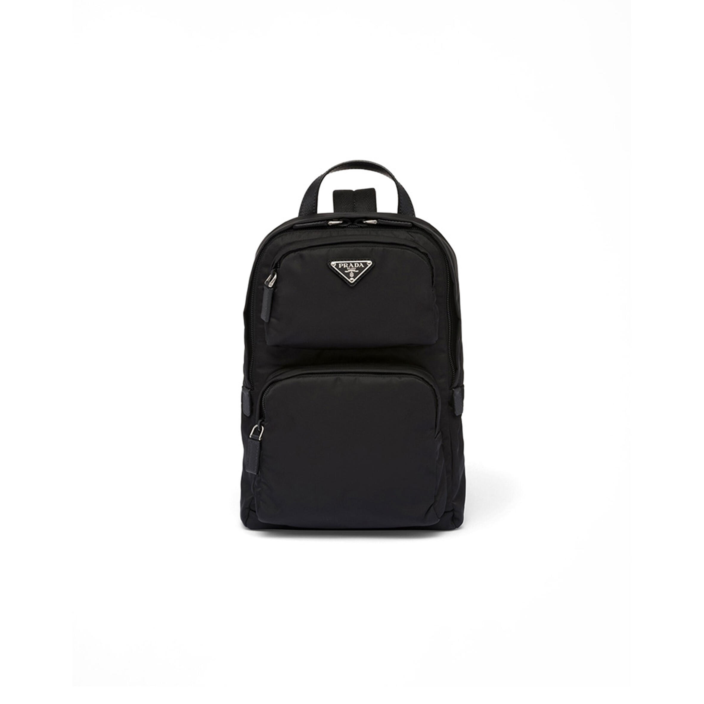 Pra*a re-nylon and saffiano leather backpack 2vz105 (31*20*5cm)